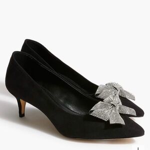 JCrew factory Crystal -Bow kitten heels NIB J.Crew Rhinestone bow Esme heels